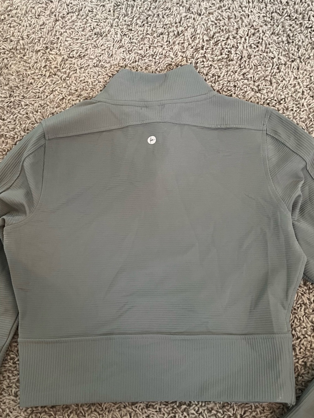 Woman’s Olive Green Cropped Ribbed Zip-up - Picture 4 of 4